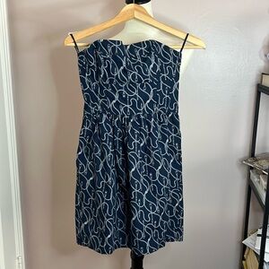 Jack Wills Navy and White Nautical Strapless Minidress. Size 0-2.